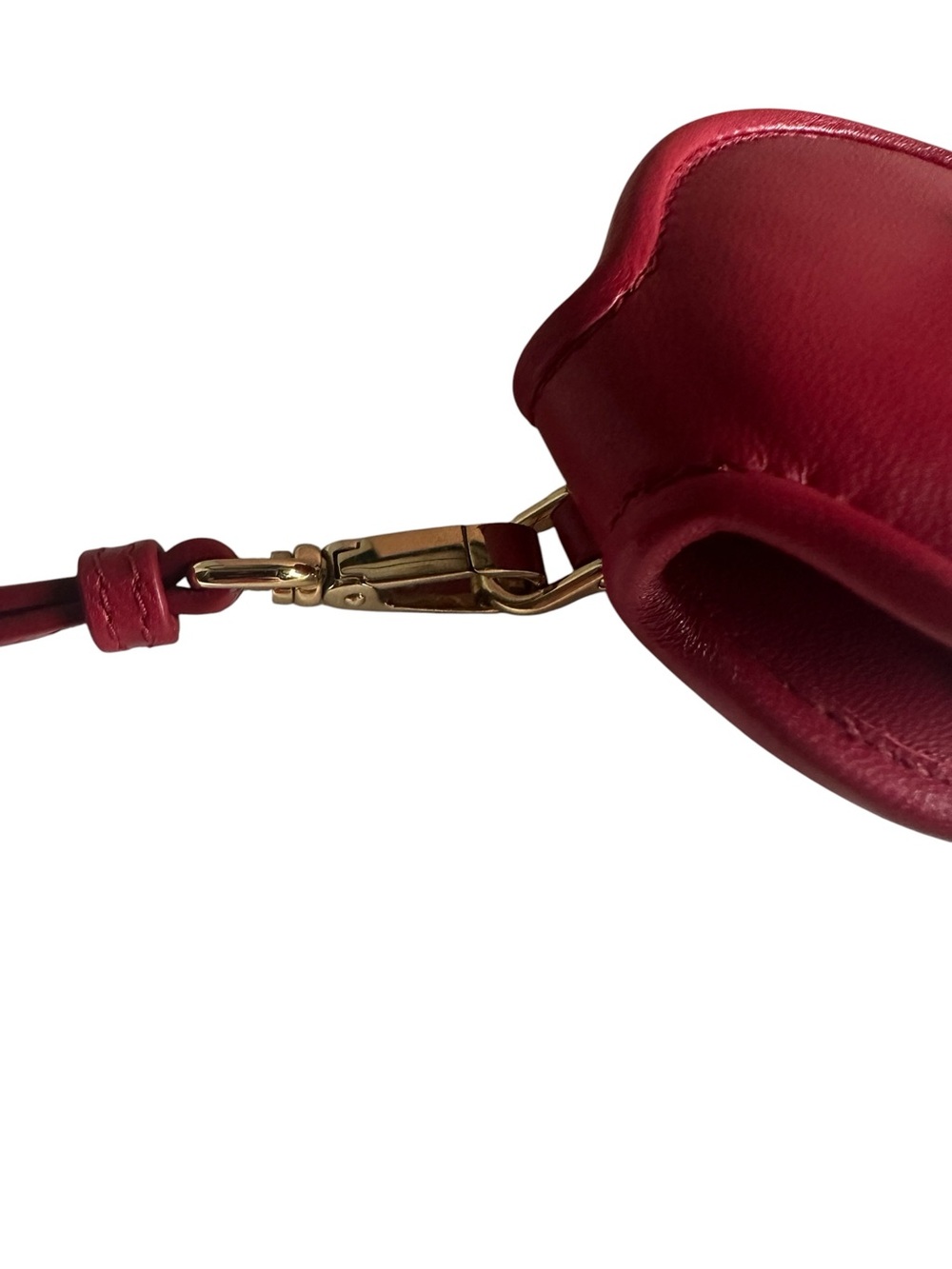 Miu Miu Red Leather Compact Mirror Wristlet Bag Charm w/ Box - Picture 6 of 10